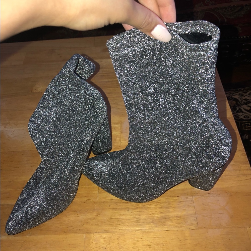 Silver Lurex sock boot